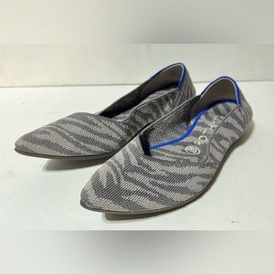 Rothy’s The Point Flats Ballet Zebra Animal Print Women’s size 8 Slip-On Shoes